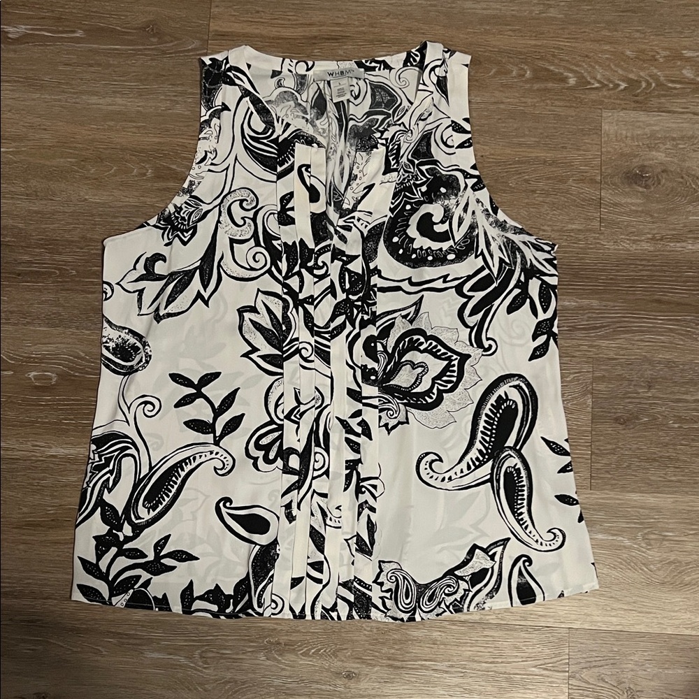 White House Black Market Monochrome Paisley Blouse